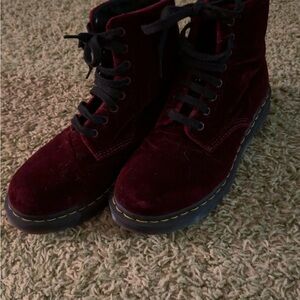 Velvet Lace-Up Boots